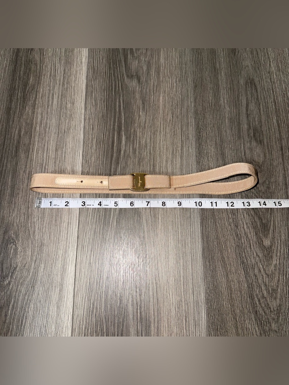 Authentic Salvatore Ferragamo Beige Vara Bow Ribbon Belt